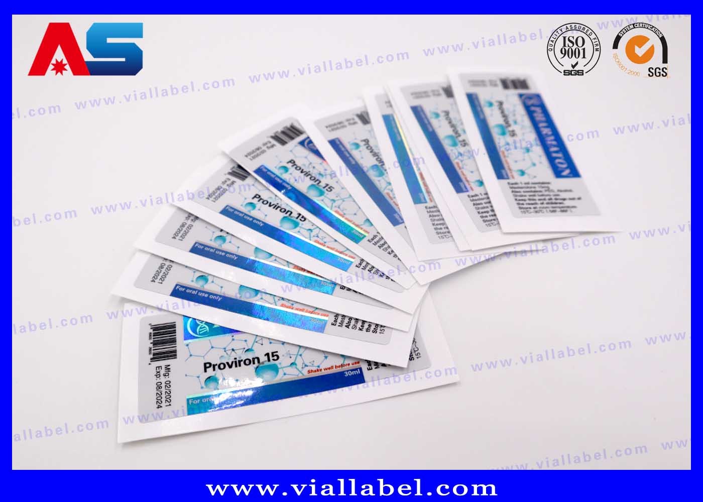 Pharmaceutical Hologram HCG Injection Glass Vial Labels for peptide packaging sticker labels