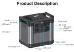 Rechargeable Outdoor Camping Household Backup 110V 220V AC 2000w Power 600000mAh