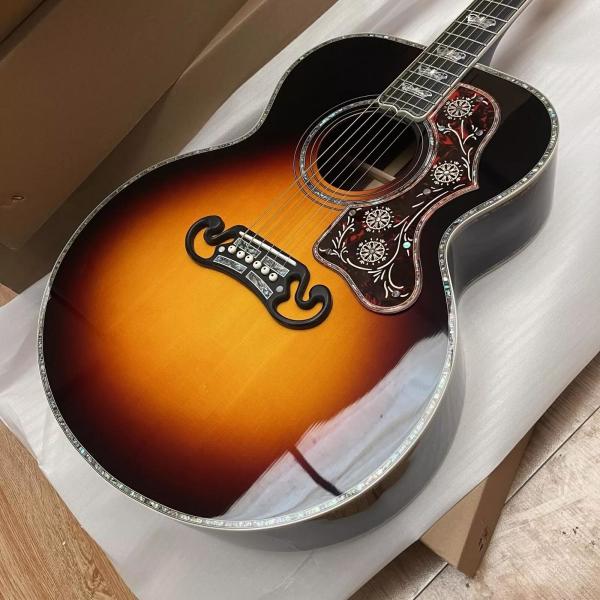 Custom Sunburst Color SJ200 ALL Solid Wood Jumbo Acoustic Guitar Crown Monarch