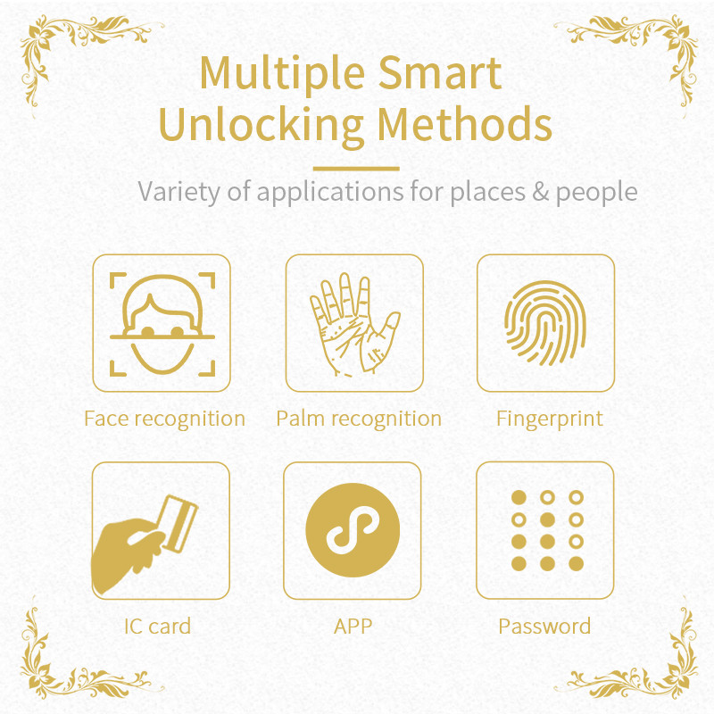 Glomarket High Quality Smart Door Lock With Tuya App Palm Face Fingerprint recognition Electronic Door Lock