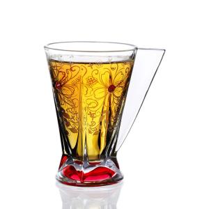 Wholesale Red Decal Transparent Glass Reusable Coffee Cup With FDA Approval from china suppliers