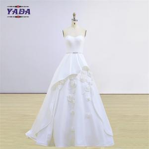 China Elegant vintage handmade appliqued korean style dress strapless dresses latest bridal wedding gowns on sale
