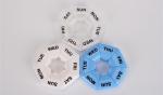 One week 7 compartments round shaped plastic pill organizer, Travel plastic pill