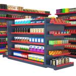 Custom Metal Retail Shelf Display Supermarket Gondola Shelving Rack For Retail
