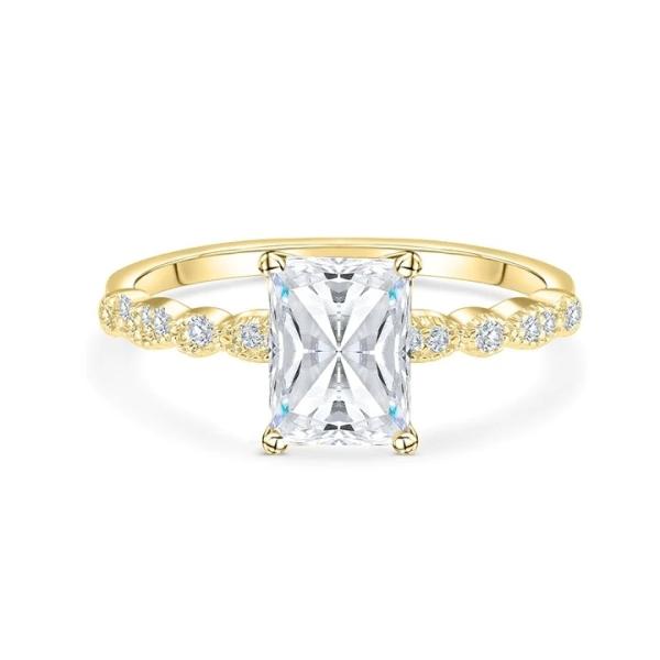 Vintage Handmade 18K Gold Baguette Cut Stone Engagement Ring Vintage Style for