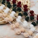 Seasonal Woven Pom Pom Trim Metallic Braided