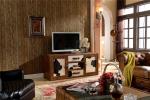 Vintage Milk Cow Leather TV Stand Plywood Frame With Buffer Guide Drawers