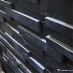 Black Slate 3D Ledge Stone Panel, China Stacked Wall Stone Cladding