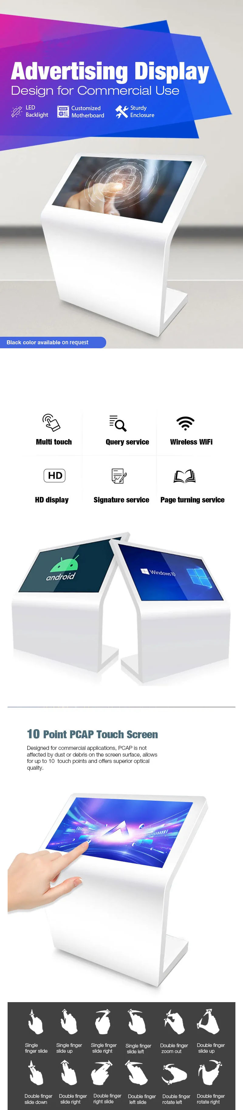 Shopping Mall LCD Advertising Kiosk Indoor 55 Inch Screen