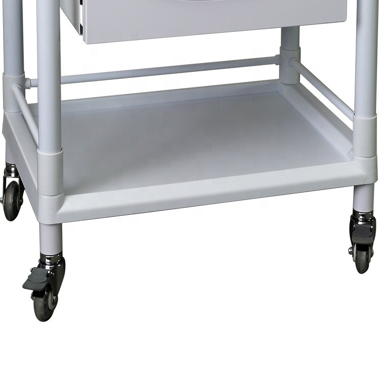 ISO 13485 Two Shelf Medical Trolley Cart Four Steel Pipes