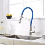 Factory good quality single handle flexible colorful kitchen faucet with black