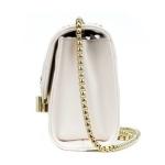 White Genuine Leather Sling Bags Polyester Lining For Women