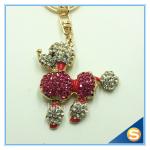 Novelty Custom Cartoon Dog Rhinestone Animal Key Ring Metal Charm Pendant Key