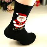 Lovely vivid jacquard christmas santa claus design thick winter cotton socks for