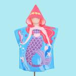 Design Home Microfiber Kids Hooded Cape Bathrobe Cartoon Printing Wearable Bath