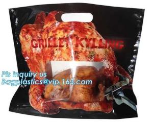 Wholesale Aluminum foil vacuum frozen roast chicken packaging bag, chicken packaging bag with punch handle, PET chicken oven bag from china suppliers