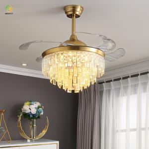 Wholesale Invisible Crystal LED Ceiling Fan Light Variable Frequency For Home Living Room Bedroom from china suppliers