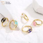 Cute Enamel 18k Gold Plated Pig Nose Open Adjustable Ring For Women Girls