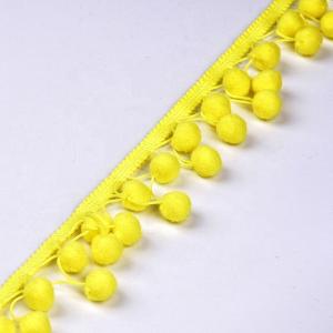 Wholesale Garment Crochet Lace Yellow 3.5cm Pom Pom Tassel Trim from china suppliers