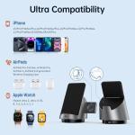 Compact 3in1 Iphone Wireless Charger Dual Coil Iphone Charging Dock