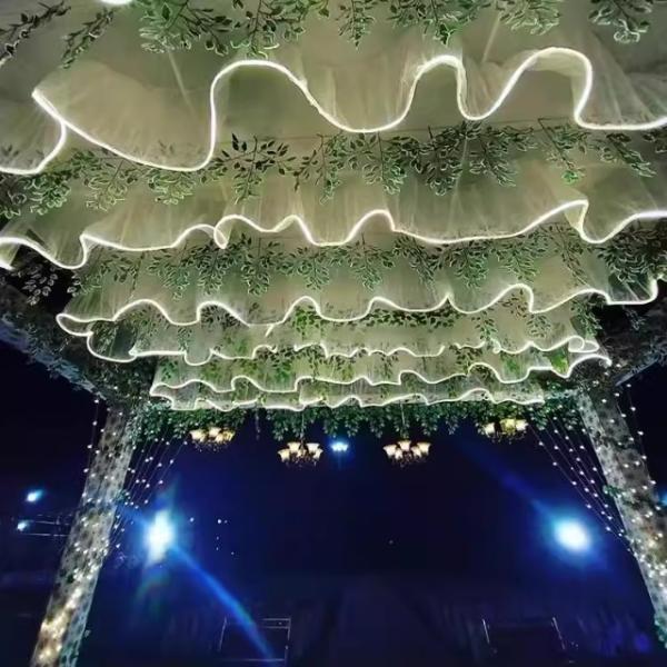 White Light S Strip Wedding Ceiling Curtain For Dance Hall Wedding Event Party Hall Decor With Led Light Strip