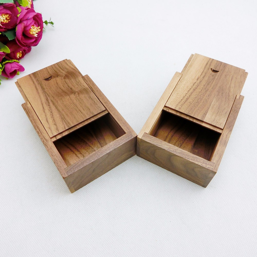 smaller walnut USB storage box / walnut soap box /smaller ear ring box