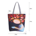 Floral Printed Canvas Casual Womens Reusable Shopping Bags With Logo