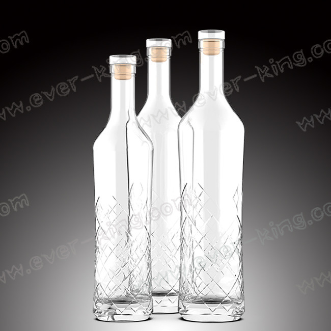 ISO9001 Wooden Cork 1000 ML Rum Glass Bottle