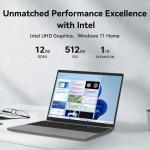 12GB RAM 512GB SSD 15.6" Full HD Laptop Dual Speakers-Gray intel celeron n5095