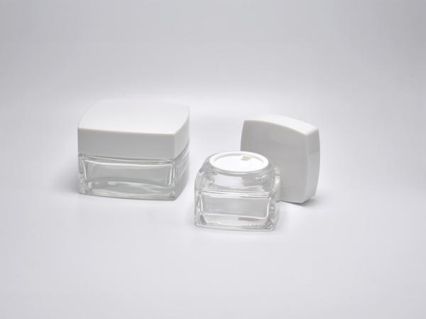 JG-SR30,SR50 30ml&50ml clear square glass cosmetic jar with square lid, eco