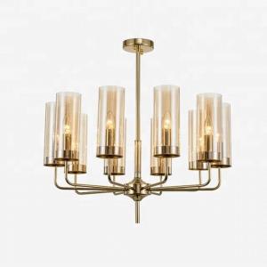 Wholesale Bar New Glass Pendant Lamp Smoke Chrome Copper Amber Glass Cup Chandelier from china suppliers