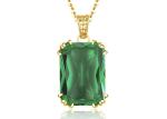 Vintage 14K Gold Necklaces 2.67ct 8×10mm With Natural Emerald Pendant