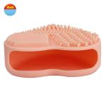 Super Ability Household Pink Orange Scrubber Rubber Silicone Heart Brush Mat