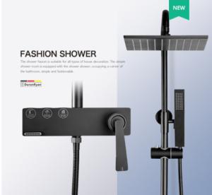 Wholesale Wall Mounted Copper Black Champagne Rain Shower Faucets With Handle from china suppliers