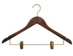 Antique Design Walnut Wood Hotel Room Hangers With Brass Hook
