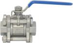 Round Head Ball Valve 1/2 Inch NPT Threaded Stainless Steel 304 Female 3 Piece