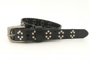China Genuine Leather Womens Studded Belt Silver Buckle Color FK11925 For Young Lady on sale