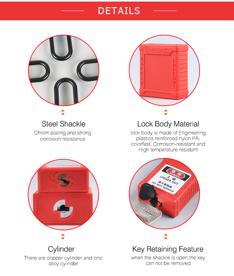 Boshi Industrial Nylon Safety Products Lock Padlock With Dust-proof
