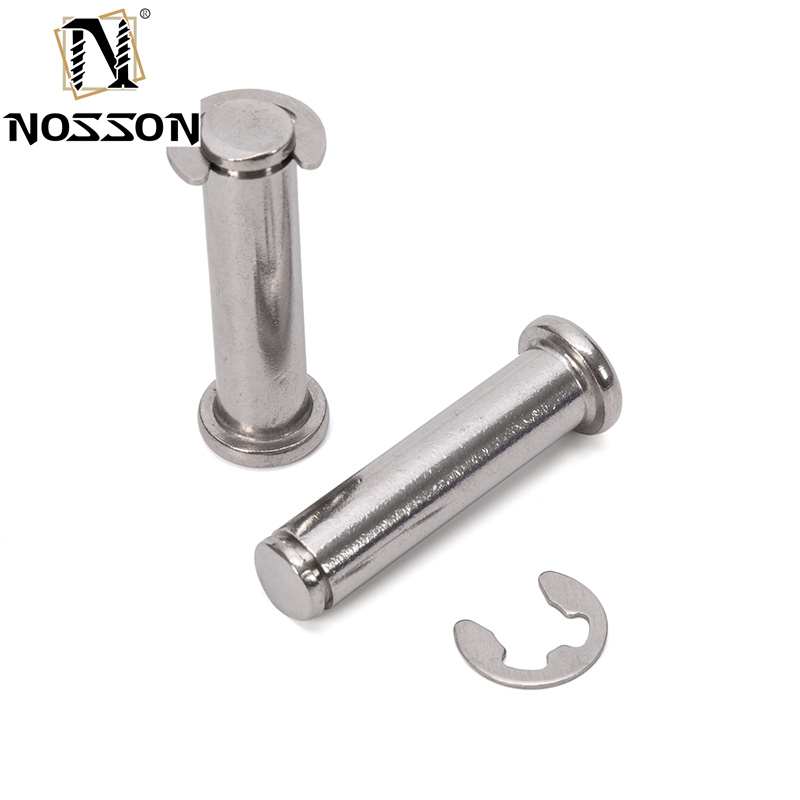DIN1444 Standard Clevis Pins Non-Thread Round Flat Head Safety Lock Pin with R Clip Hole in Custom Stainless Steel