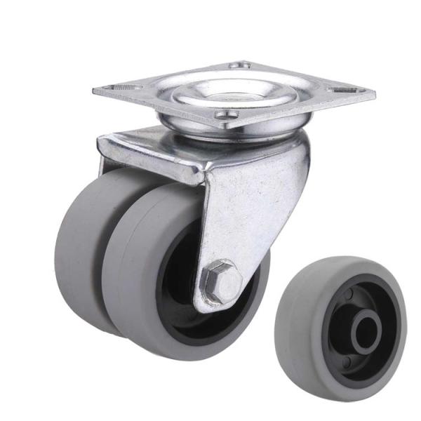 3inch Double Wheel Soft Casters Low Profile Floor-protecting Swivel TPR Caster