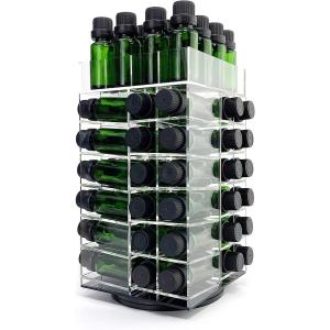 China Rotating Acrylic Display Stand Case Counter Top Clear Essential Oil Bottles Storage Rack For 64 Bottles on sale