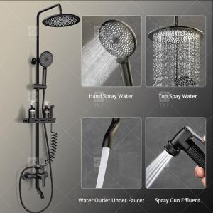 Wholesale Electroplating Three Piece Shower Head Set With Pressurized Black Shower Head OEM from china suppliers