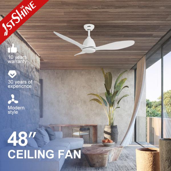 1stshine 48 Inch Ceiling Fan Without Light White 3 ABS Blades Remote Control No