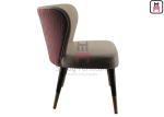 Leather Upholstered Dining Chair Mini Armrest Fan - Shaped Back Metal Frame