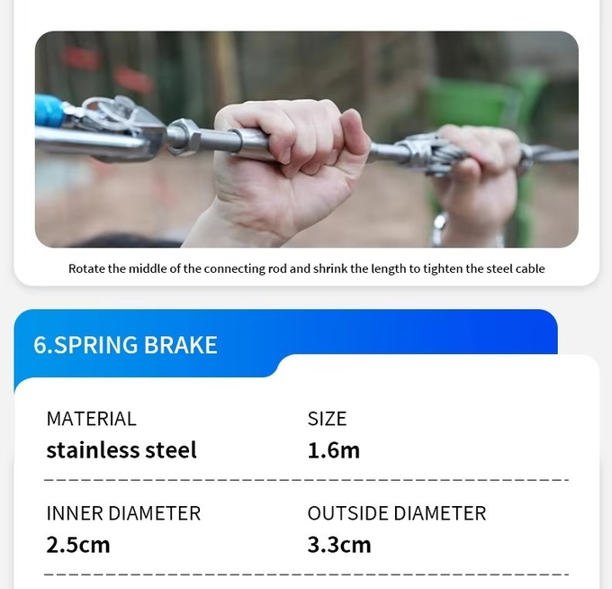 Adults And Children 6mm Outdoor Backyard Zip Line Kit Sports Safety Product