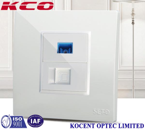 SC / UPC Simplex Fiber Optic Terminal Box CAT6 Ethernet Fiber Optic Faceplate