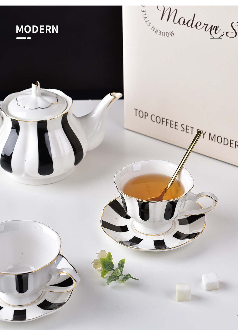 Ceramic Tea Set In European Style Porcelain Teapot Cups And Saucers For Afternoon Tea