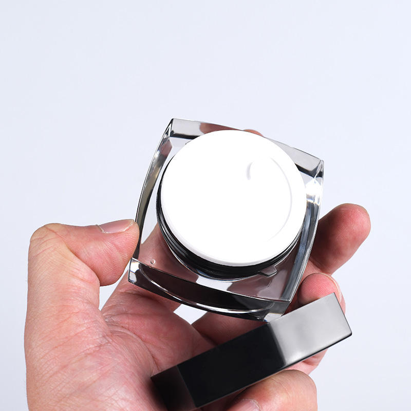 30g Black Square Acrylic Plastic Cream Container Jar For Uv Gel Cosmetic Packaging