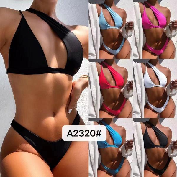 Swimming Suits Bikini Europe Solid Color Sexy Factory Direct Supply High Waist