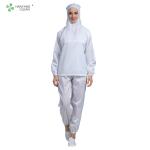 White Anti Static Garments Polo Shirt Workwear With Conductive Fiber / Pen